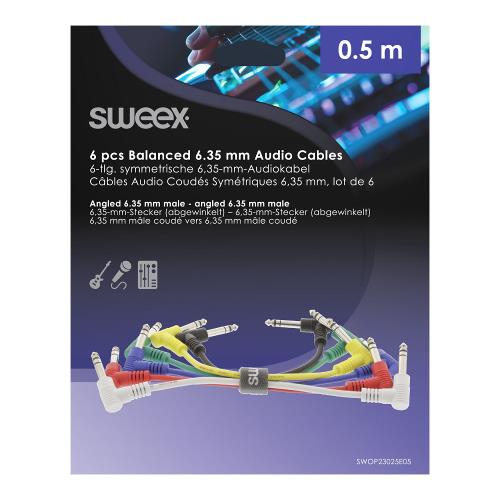 Sweex SWOP23025E05 Stereo Audiokabel 6.35 mm Male - 6.35 mm Male 0.50 m Donkergrijs