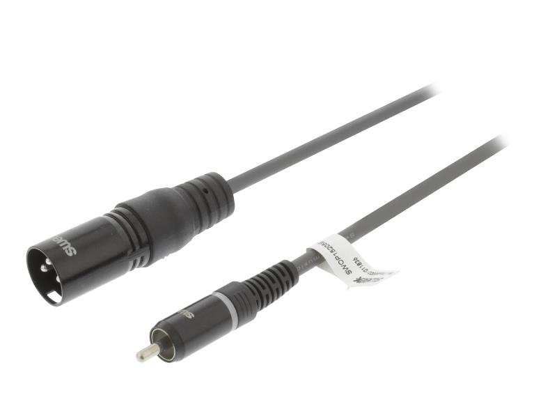 Sweex SWOP15205E15 XLR Mono Kabel XLR 3-Pins Male - RCA Male 1.5 m Donkergrijs