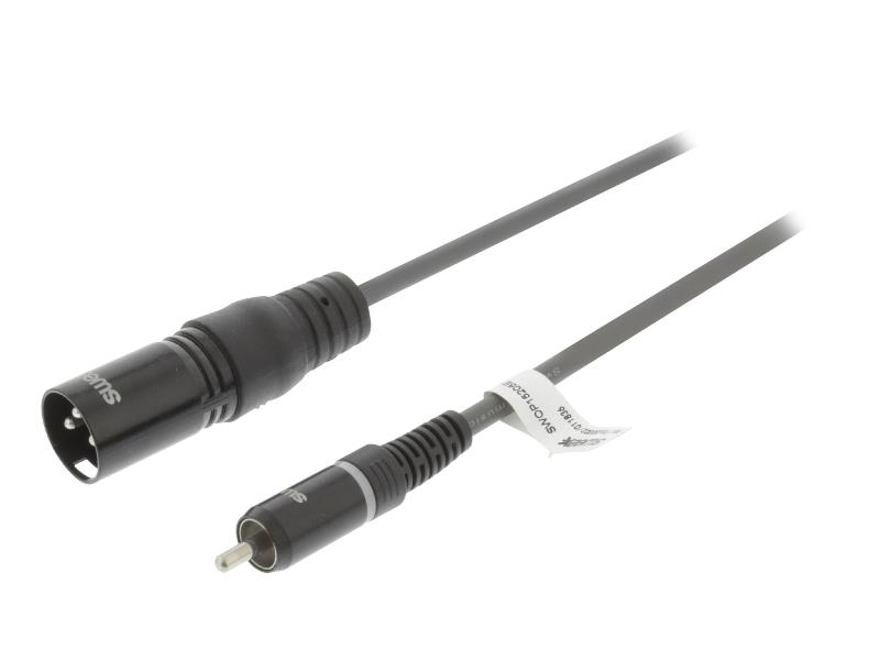 Sweex SWOP15205E30 XLR Mono Kabel XLR 3-Pins Male - RCA Male 3.0 m Donkergrijs