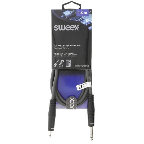 Sweex SWOP23205E15 Stereo Audiokabel 6.35 mm Male - 3.5 mm Male 1.5 m Donkergrijs