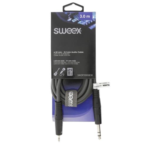 Sweex SWOP23205E30 Stereo Audiokabel 6.35 mm Male - 3.5 mm Male 3.0 m Donkergrijs