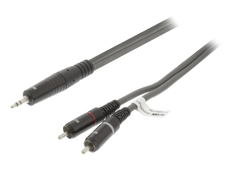 Sweex SWOP22200E15 Stereo Audiokabel 3.5 mm Male - 2x RCA Male 1.5 m Donkergrijs