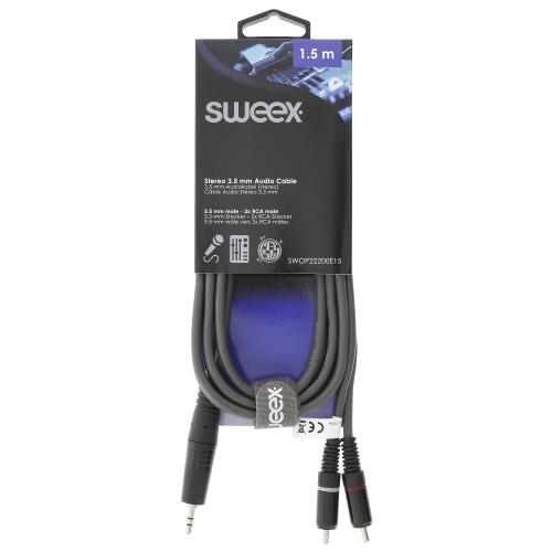 Sweex SWOP22200E15 Stereo Audiokabel 3.5 mm Male - 2x RCA Male 1.5 m Donkergrijs