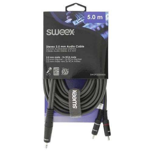 Sweex SWOP22200E50 Stereo Audiokabel 3.5 mm Male - 2x RCA Male 5.0 m Donkergrijs