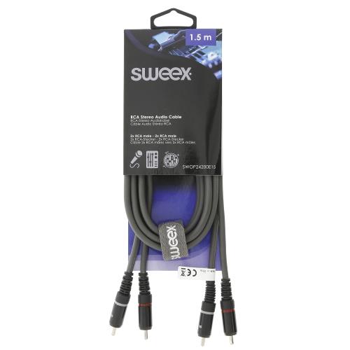 Sweex SWOP24200E15 Stereo Audiokabel 2x RCA Male - 2x RCA Male 1.5 m Donkergrijs