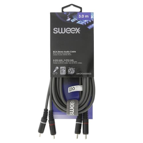 Sweex SWOP24200E30 Stereo Audiokabel 2x RCA Male - 2x RCA Male 3 m Donkergrijs