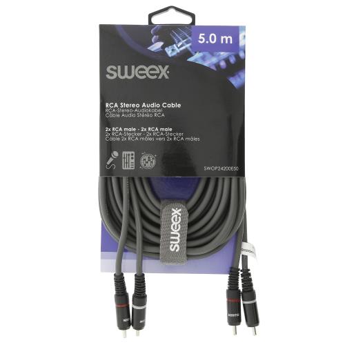 Sweex SWOP24200E50 Stereo Audiokabel 2x RCA Male - 2x RCA Male 5 m Donkergrijs