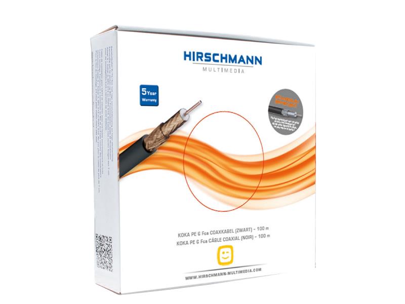 Hirschmann 298799703 Coaxkabel op Haspel KOKA PE 6 6.9 mm 100 m Zwart/Koper