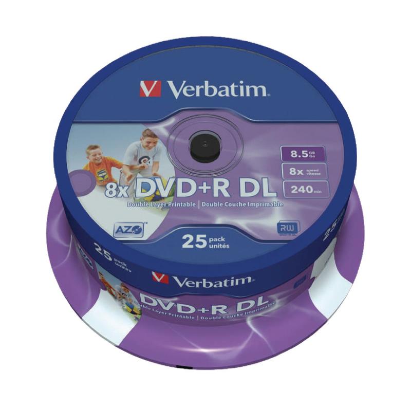 Verbatim  DVD+R Double Layer Inkjet Printable 8x
