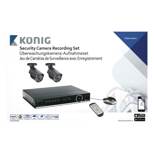 König SAS-SETDVR35 CCTV-Set HDD 500 GB / 700 TVL - 2x Camera