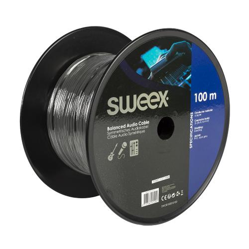Sweex SWOR15001E100 Stereo Audiokabel op Rol 100 m Donkergrijs