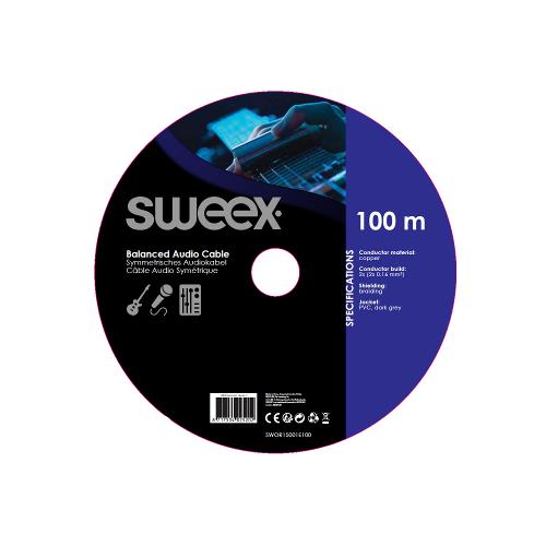 Sweex SWOR15001E100 Stereo Audiokabel op Rol 100 m Donkergrijs