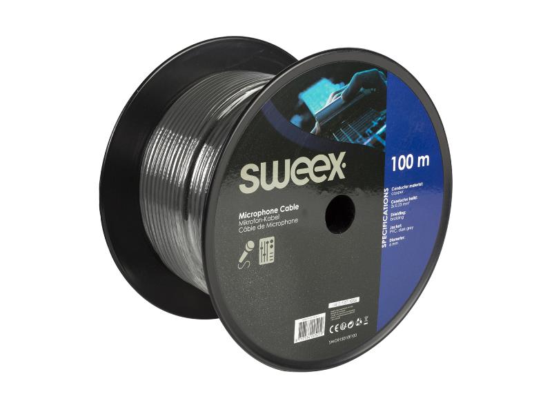 Sweex SWOR15010E100 Microfoonkabel op Haspel 100 m Donkergrijs