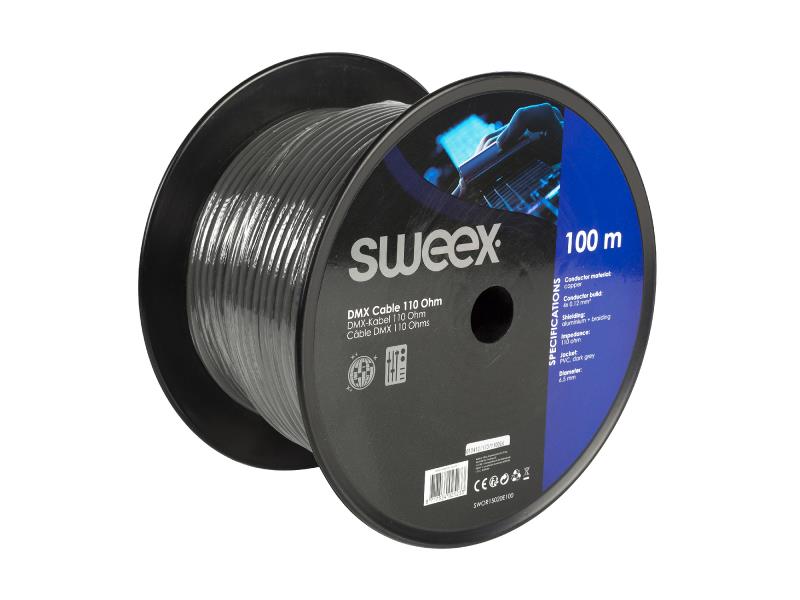 Sweex SWOR15020E100 Datakabel op Haspel 4x 0.12 mm² 100 m Donkergrijs