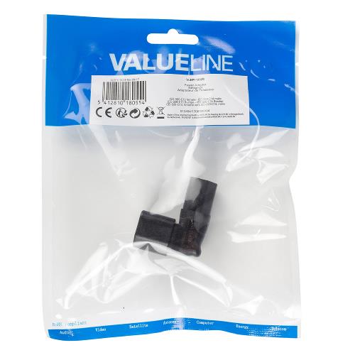 Valueline VLEP11902B Stroomstekker Female/Male Polyvinylchloride (PVC) Zwart