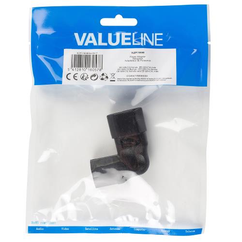 Valueline VLEP11904B Stroomstekker Female/Male Polyvinylchloride (PVC) Zwart