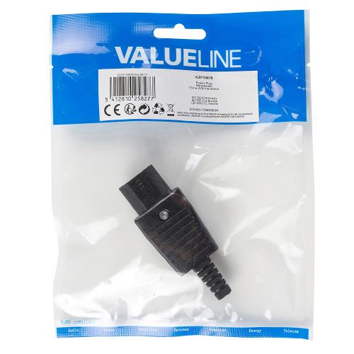 Valueline VLEP11807B Stroomstekker Female Polyvinylchloride (PVC) Zwart