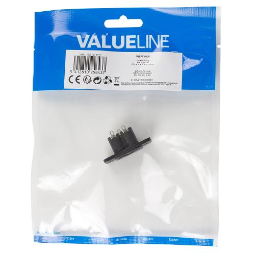 Valueline VLEP11952B Stroomstekker Male Polyvinylchloride (PVC) Zwart