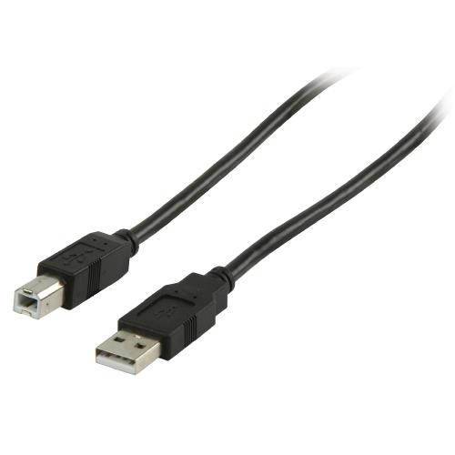Valueline VLCP60100B05 USB 2.0 Kabel A Male - B Male Rond 0.5 m Zwart