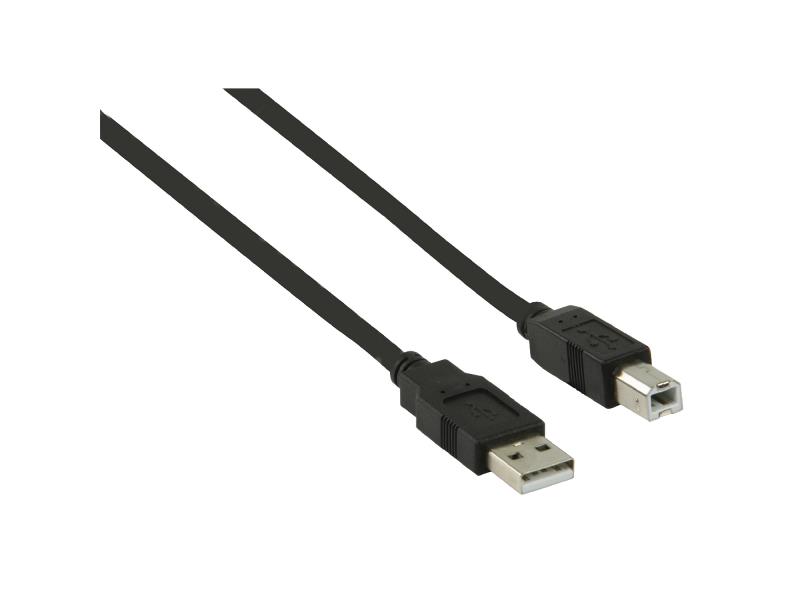 Valueline VLCP60102B20 USB 2.0 Kabel A Male - B Male Rond 2.0 m Zwart