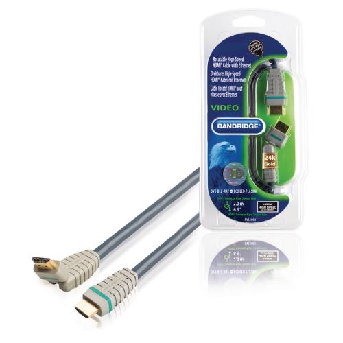 Bandridge BVL1802 High Speed HDMI kabel met Ethernet HDMI-Connector - HDMI-Connector Draaibaar 2.00 m Blauw