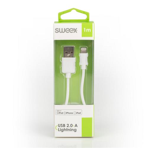 Sweex SWMB39301W10 Data en Oplaadkabel Apple Lightning - USB A Male 1 m Wit