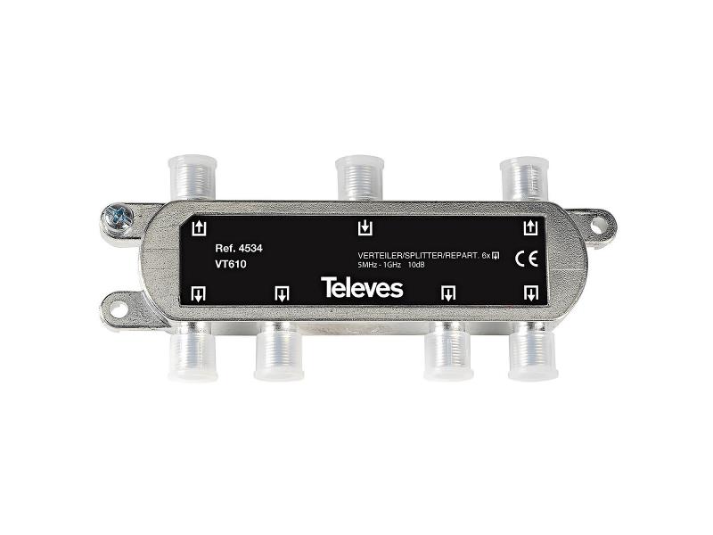 Televés 3144534 CATV-Splitter 10 dB / 5-1000 MHz - 6 Uitgangen