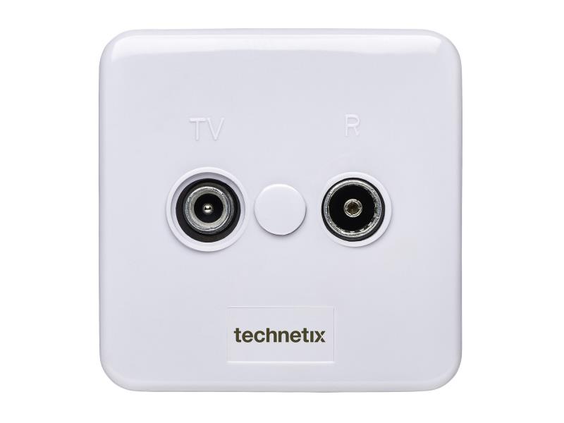 Technetix 11200200 Antenne Wandcontactdoos Coax TV & Radio Wit 2 Uitgangen Wit