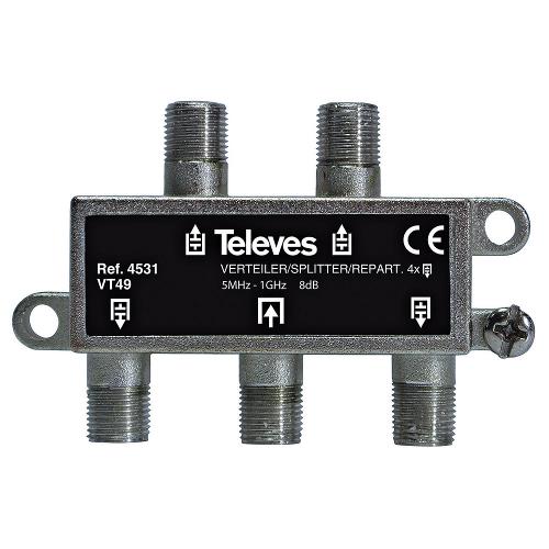 Televés 3144531 CATV-Splitter 8 dB / 5-1000 MHz - 4 Uitgangen
