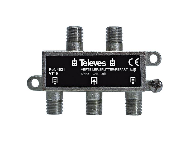 Televés 3144531 CATV-Splitter 8 dB / 5-1000 MHz - 4 Uitgangen