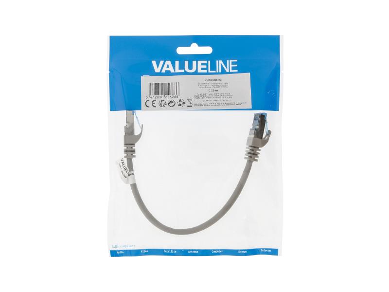 Valueline VLCP85320E025 CAT6a S/FTP Netwerkkabel RJ45 (8/8) Male - RJ45 (8/8) Male 0.25 m Grijs
