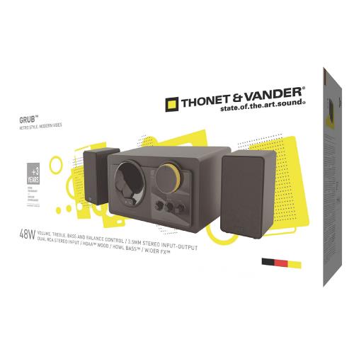 Thonet & Vander HK096-03505 Grub Speaker 2.1 Bedraad 48 W Zwart/Geel