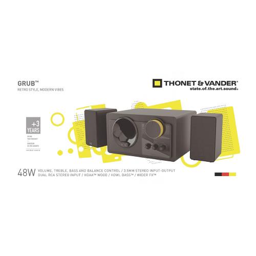 Thonet & Vander HK096-03505 Grub Speaker 2.1 Bedraad 48 W Zwart/Geel