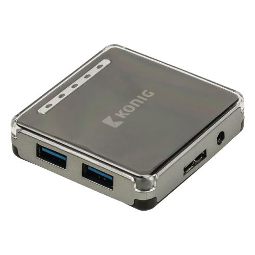 Valueline CSU3H4P100BL 4 Poorten Hub USB 3.0 Zwart