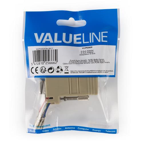 Valueline VLCP52820I Seriële Adapter SUB-D 9-Pins Female - RJ45 (8/8) Female Ivoor