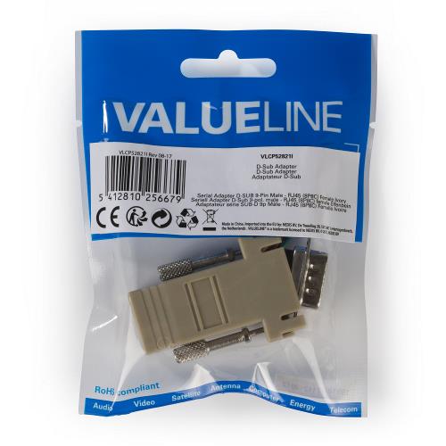 Valueline VLCP52821I Seriële Adapter SUB-D 9-Pins Male - RJ45 (8/8) Female Ivoor