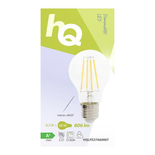 HQ HQLFE27A60007 Retro LED-Filamentlamp E27 Dimbaar A60 8.3 W 806 lm 2700 K
