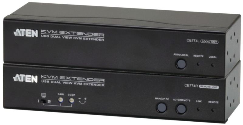Aten CE774 KVM Extender Dual View, USB, Audio, RS232 150 m
