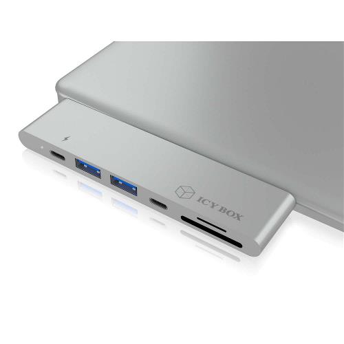 ICY BOX 60372 Dockingstation MacBook Pro USB Type-C 5-Poorts Zilver