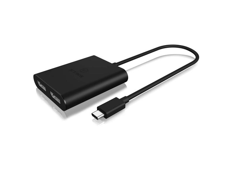 ICY BOX IB-SPL1027-C DisplayPort Adapter USB Type-C - 2x DisplayPort Zwart