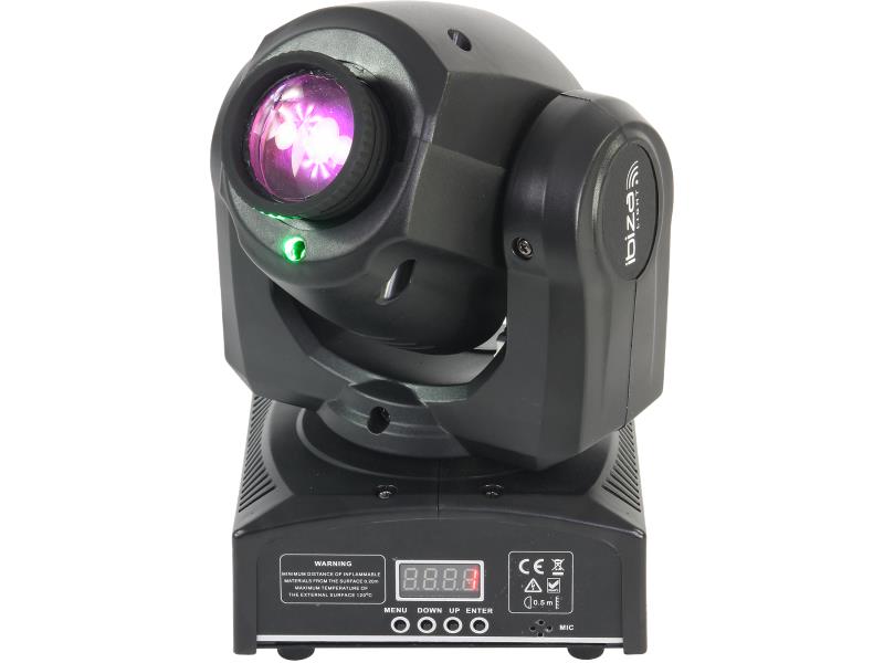 Ibiza Light PLUTON10-LZR Led 'spot' moving head 12w met groene laser 30mw (1)