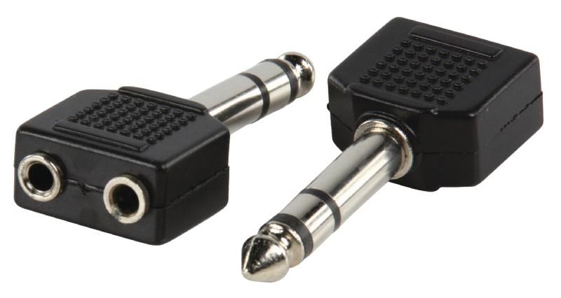 Valueline AC-014 Adapter plug 6.35mm stereo stekker - 2x 3.5mm stereo kontra stekker