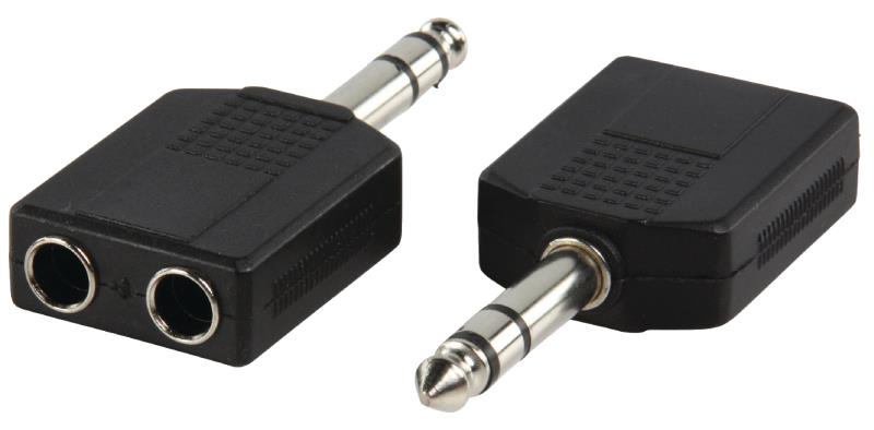 Valueline AC-015 Adapter plug 6.35mm stereo stekker - 2x 6.35mm stereo kontra stekker