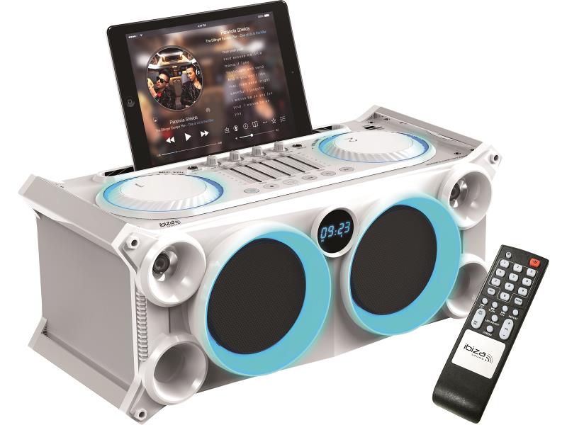 Ibiza Sound SPLBOX200-WH Draagbaar  audio stereo systeem met batterij, bluetooth, usb, sd & fm tuner (1)