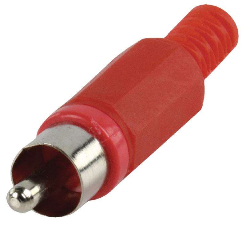Valueline CC-006R RCA plug met knikbescherming rood