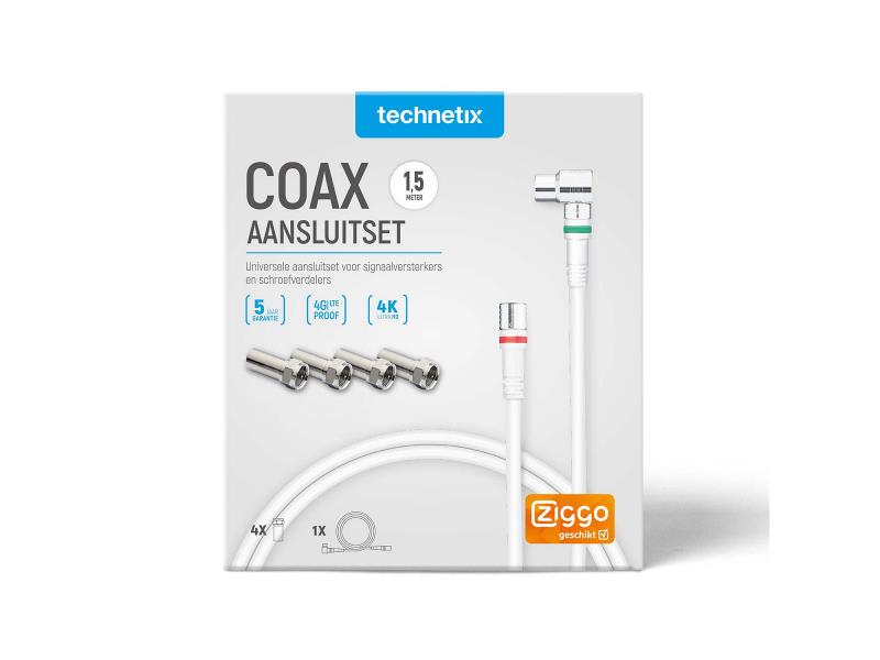 Technetix 11201200 Coax-Adapter 4x / F-Male - IEC Male Aluminium