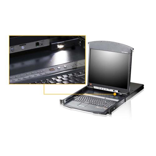 Aten KL1508AIN-AXA & 2X-K06A-1G 8-Poorts KVM Schakelaar LCD 19" Console Zwart