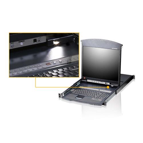 Aten KL1508AM-AXA & 2X-K06/UG 8-Poorts KVM Schakelaar LCD 17" Console Zwart