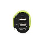 Sweex CH-023BL Autolader 3-Uitgangen 6 A 2x USB / Micro-USB Zwart/Groen
