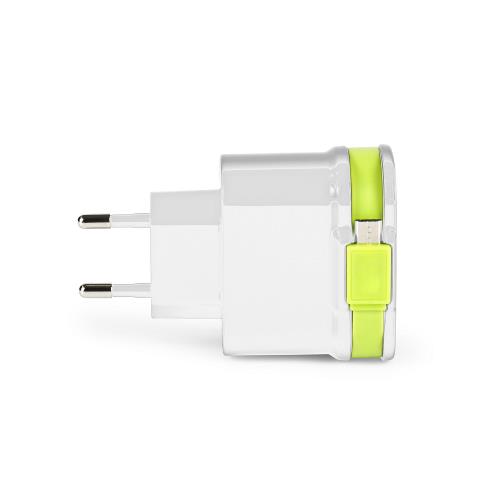 Sweex CH-026WH Lader 3-Uitgangen 3 A 2x USB / Micro-USB Wit/Groen